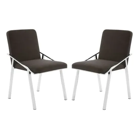 Markeb Dining Chairs with Silver Frame - Black, Fabric image