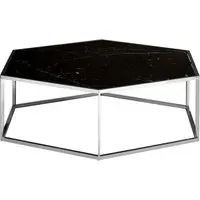 Markeb Hexagonal Coffee Table - Black Marble, Silver Steel