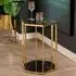 Markeb Hexagonal End Table - Black Marble, Gold Steel