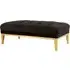 Markeb Upholstered Ottoman with Gold Base - Black, Velvet