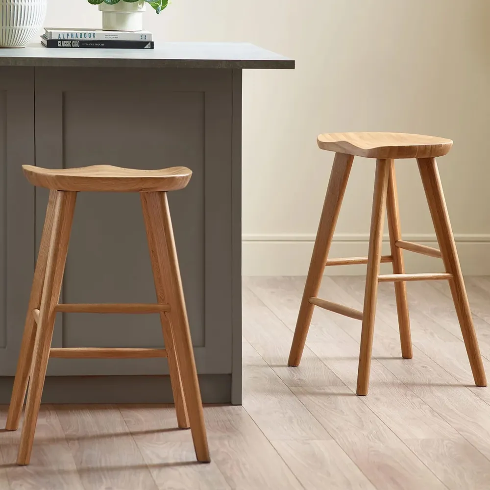 Markham Bar Stool Pair - Natural, Rubberwood product