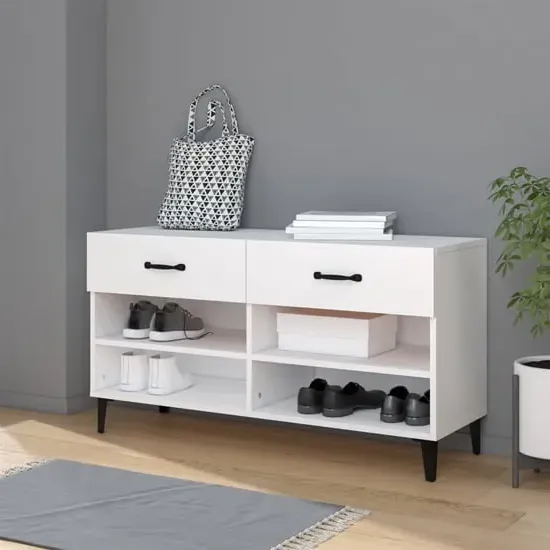 Marla Shoe Storage Bench with 2 Drawers - White image