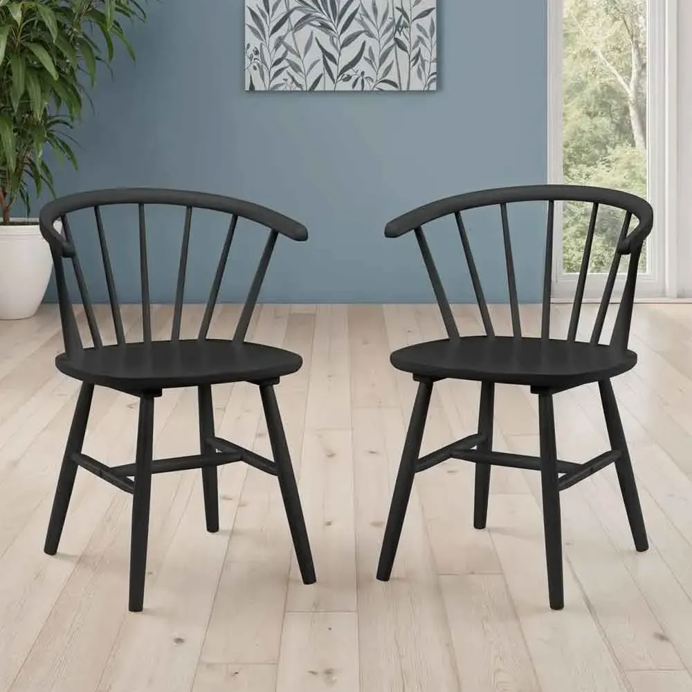 Marleno Dining Chairs in Pair - Black, Wood product
