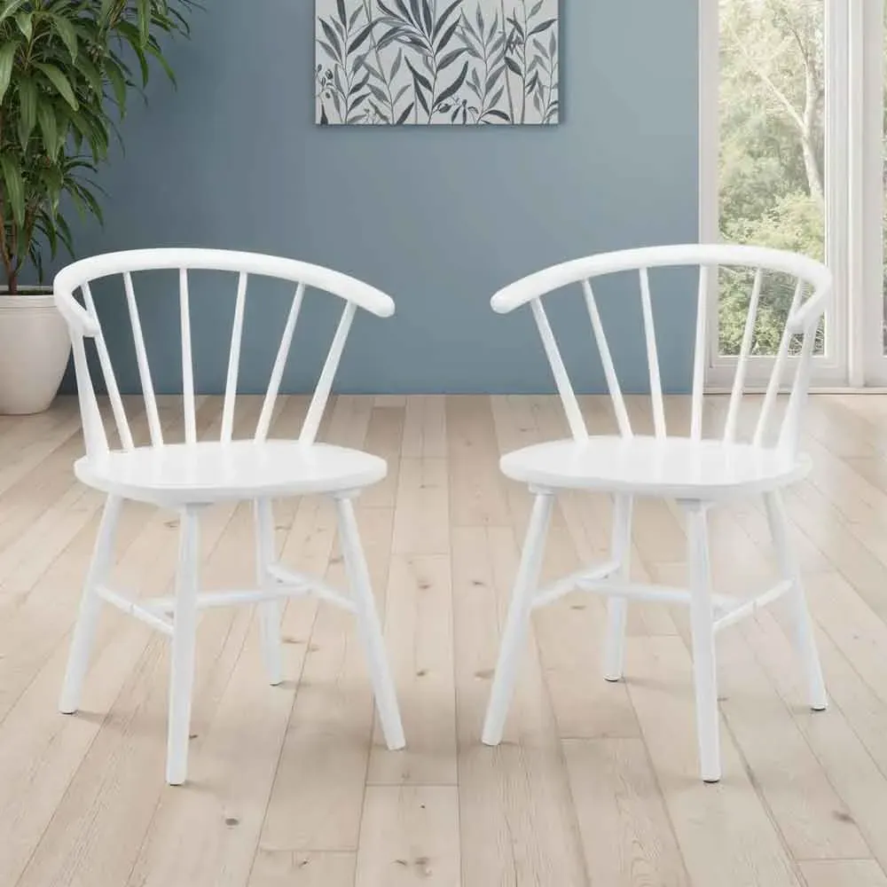 Marleno Dining Chairs in Pair - White, Wood product