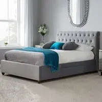 Marlowe Super King Size Bed Frame with Storage - Grey, Fabric