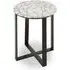 Marmora Side Table with Black Metal Base - White, Marble