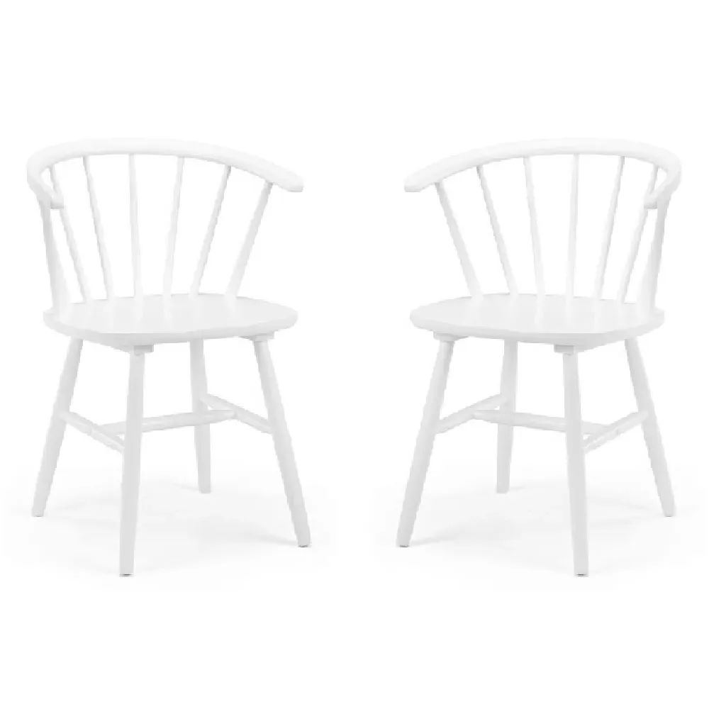 Marne Dining Chairs with Curved Back, Pair - White, Wood product
