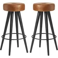 Maror Bar Stools Pair - Bruciato Tan, Genuine Leather