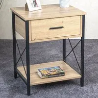 Marquette End Table with Drawer - Oak, Black
