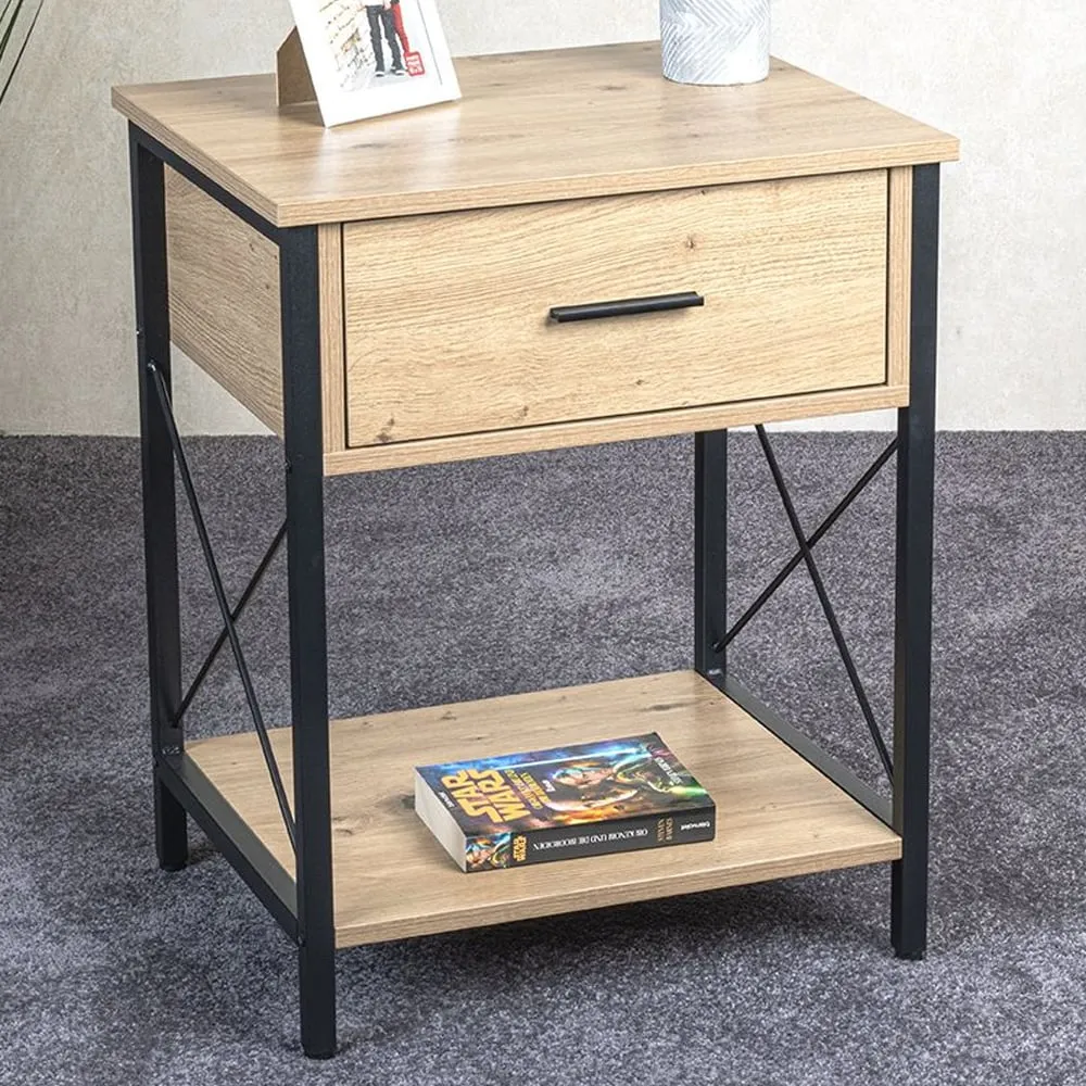 Marquette End Table with Drawer - Oak, Black image