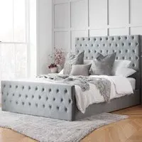 Marquise Double Ottoman Bed with Storage - Grey, Fabric