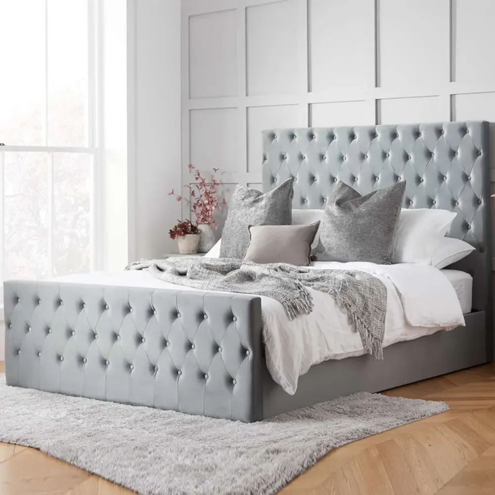 Marquise Double Ottoman Bed with Storage - Grey, Fabric image