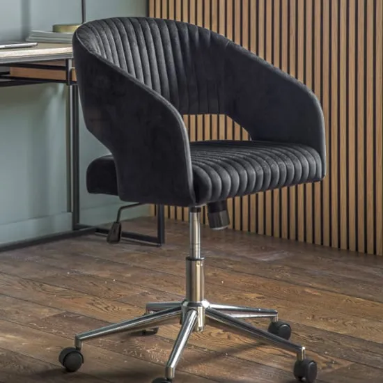 Marry Swivel Office Chair - Black, Velvet image