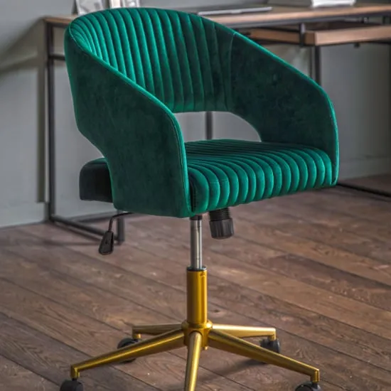 Marry Swivel Office Chair - Green, Velvet