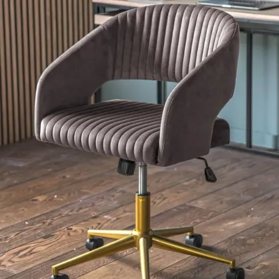 Marry Swivel Office Chair - Grey, Velvet
