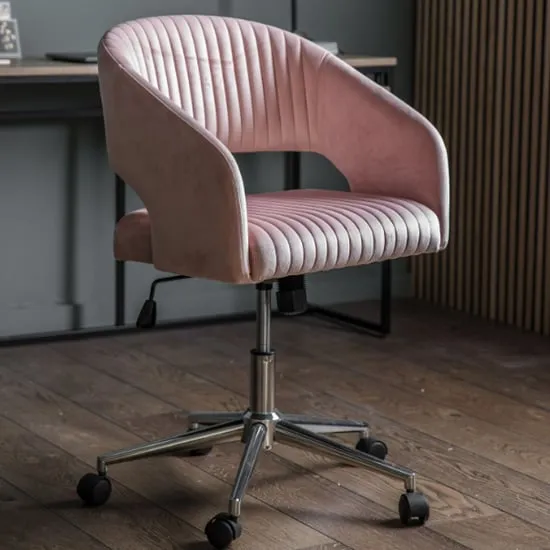 Marry Swivel Office Chair - Pink, Velvet