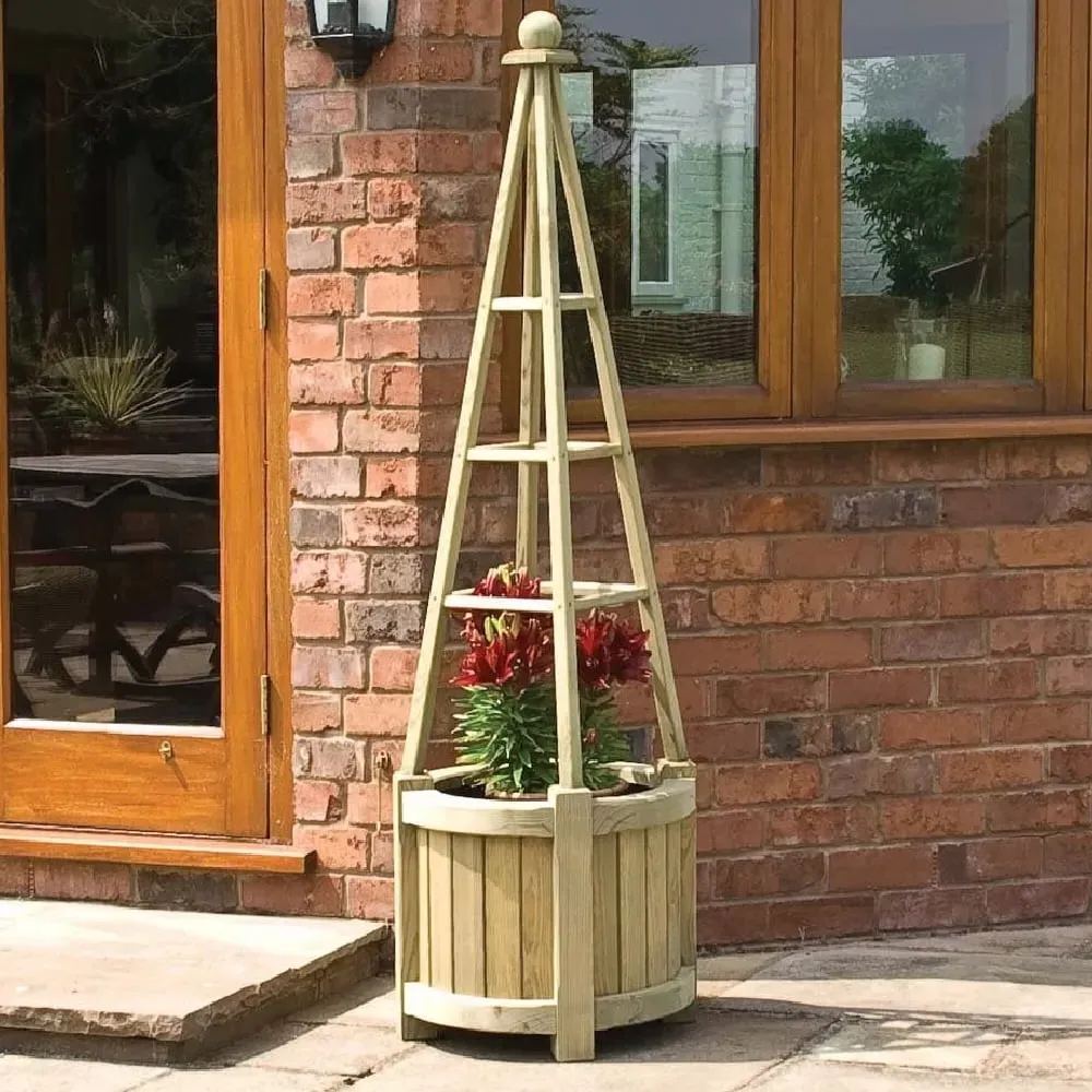 Marsden Obelisk Garden Planter - Natural Wood