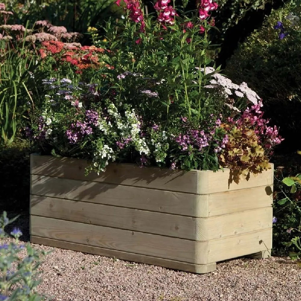 Marsden Rectangular Garden Planter - Natural Wood