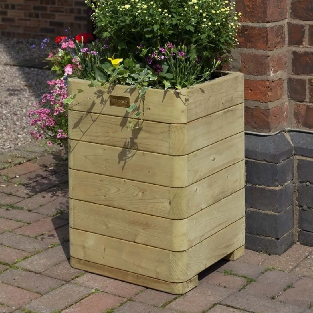 Marsden Tall Garden Planter - Natural Wood