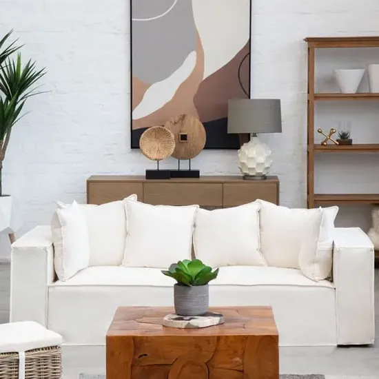 Marseilles 3-Seater Sofa - Cream, Linen Fabric image