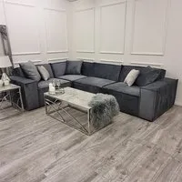 Marsett L-Shaped Corner Sofa - Steel, Velvet alternate view
