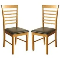 Marsic Dining Chair Pair - Light Oak, Faux Leather