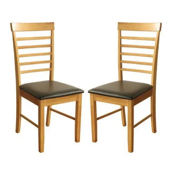 Marsic Dining Chair Pair - Light Oak, Faux Leather image