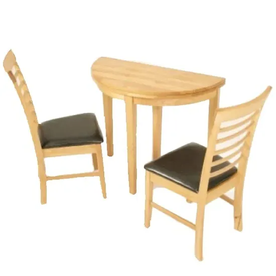Marsic Half Moon Dining Table with 2 Chairs - Light Oak, Solid Wood product