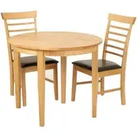Marsic Half Moon Dining Table with 2 Chairs - Light Oak, Wood