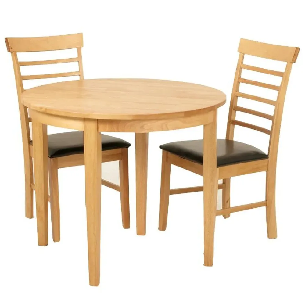 Marsic Half Moon Dining Table with 2 Chairs - Light Oak, Wood