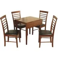 Marsic Square Drop Leaf Dining Table with 4 Chairs - Dark Oak