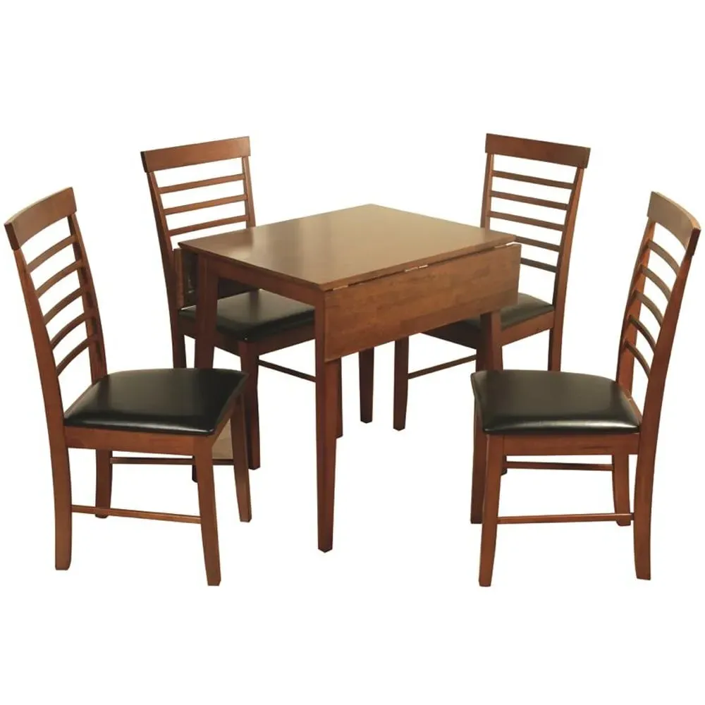Marsic Square Drop Leaf Dining Table with 4 Chairs - Dark Oak
