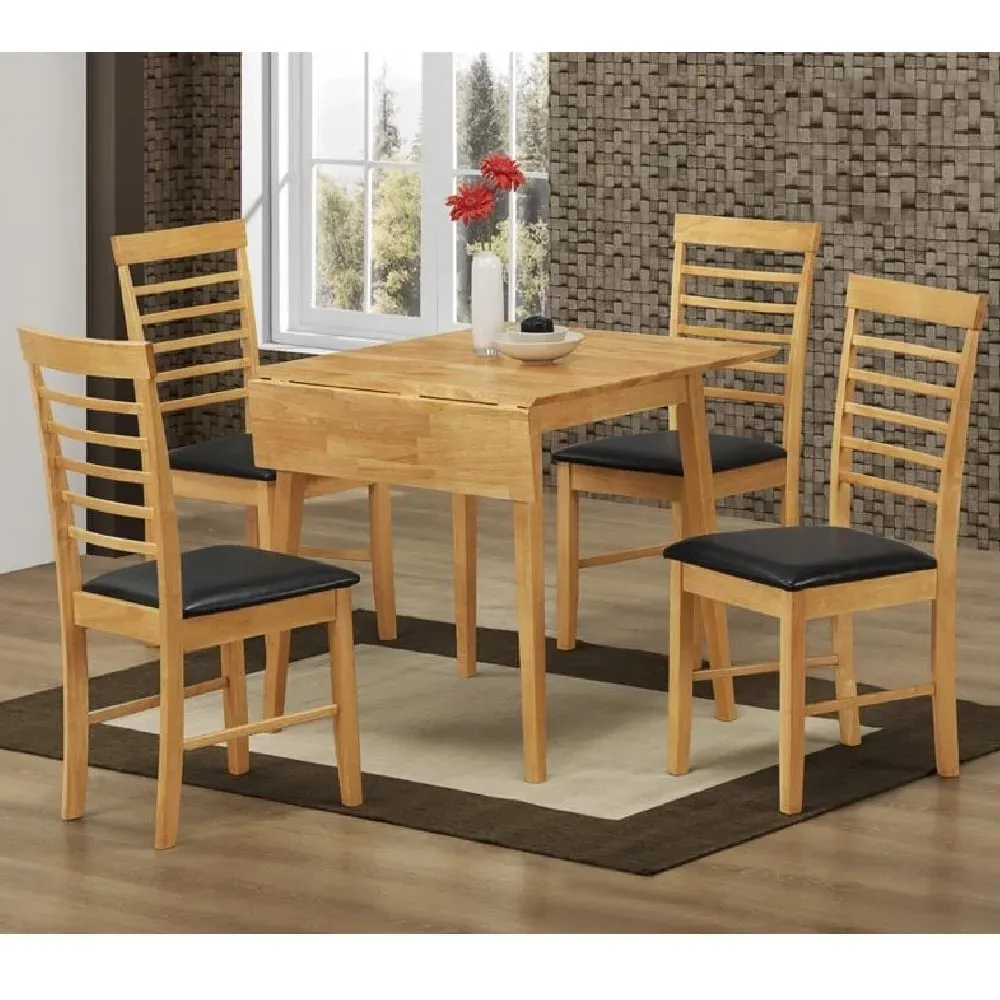 Marsic Square Drop Leaf Dining Table with 4 Chairs - Oak, Wood