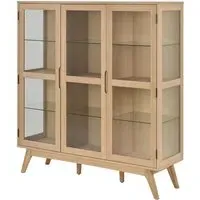 Marta 3-Door Display Cabinet - White, Oak