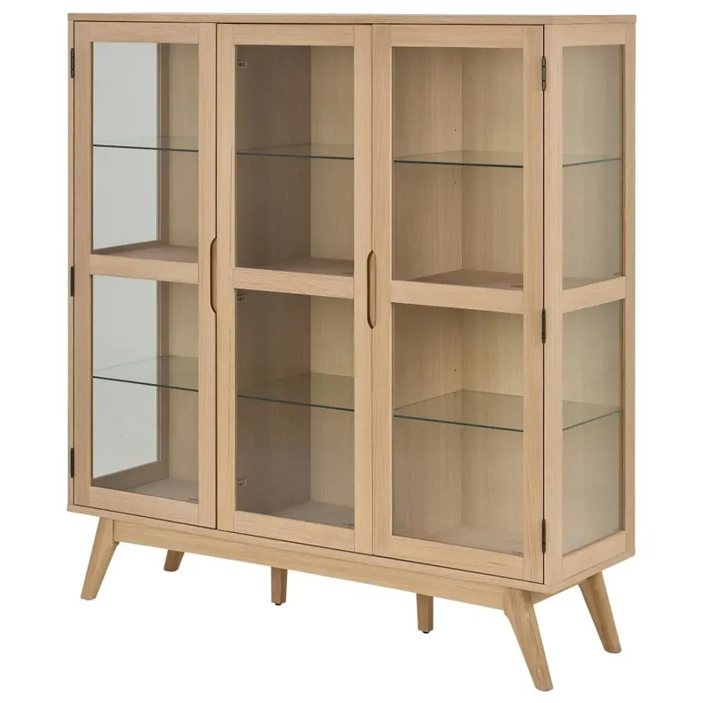 Marta 3-Door Display Cabinet - White, Oak