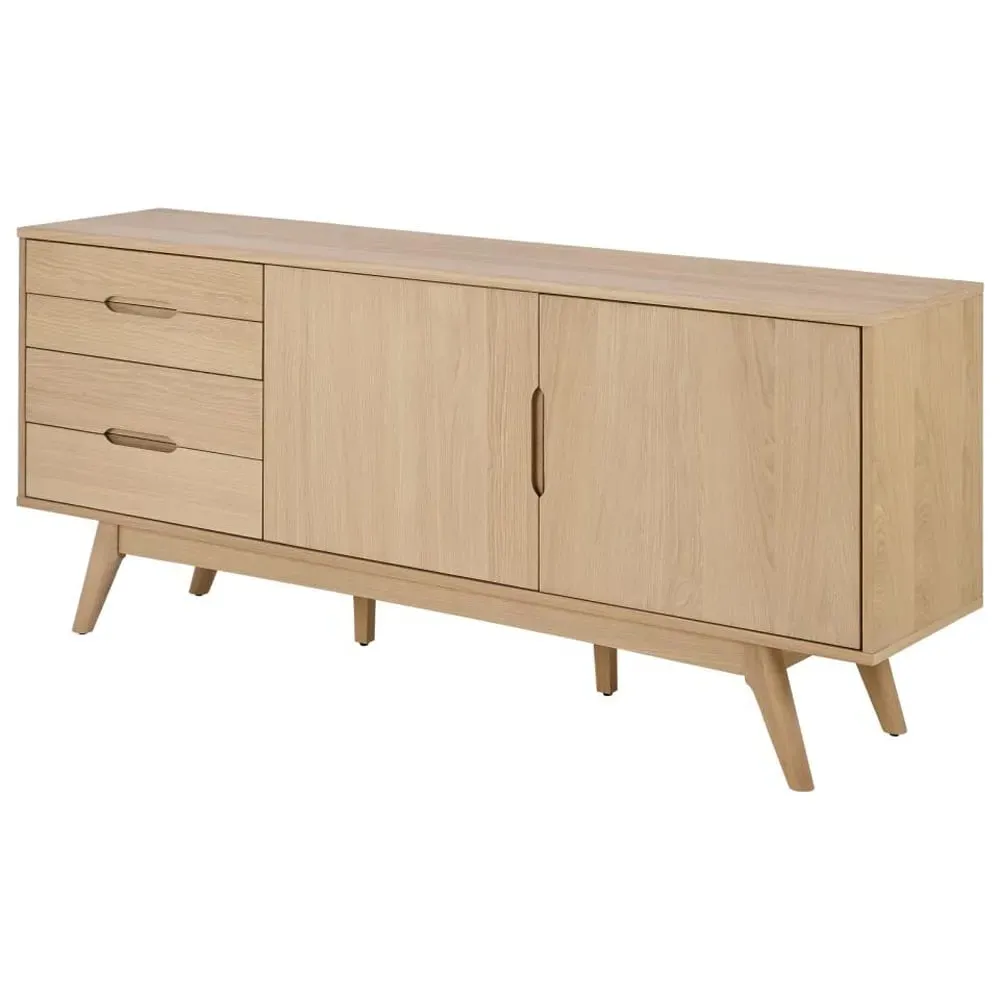Marta Wooden Sideboard with 2 Doors 4 Drawers - White Oak image