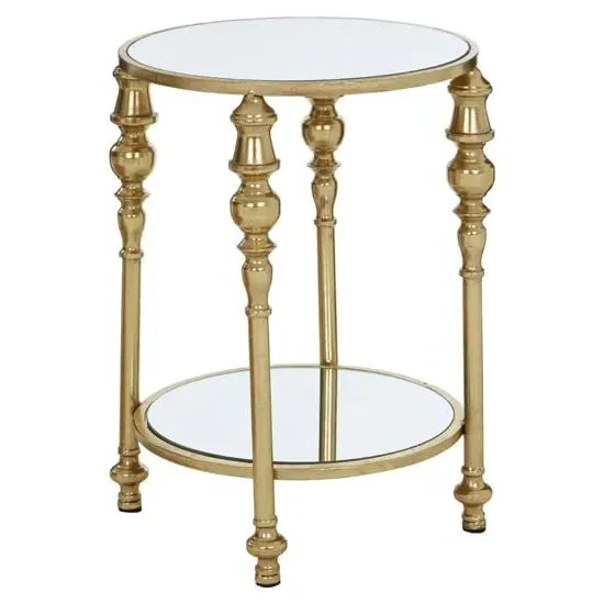 Martico 2 Tier Round Side Table - Gold, Glass