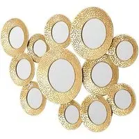 Martico Hammered Multi Circle Wall Mirror - Gold, Metal