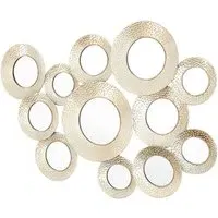 Martico Hammered Multi Circle Wall Mirror - Silver, Metal