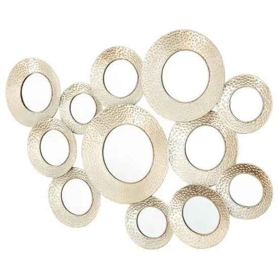 Martico Hammered Multi Circle Wall Mirror - Silver, Metal