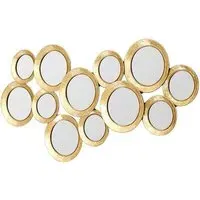 Martico Multi Circle Wall Mirror - Gold, Metal
