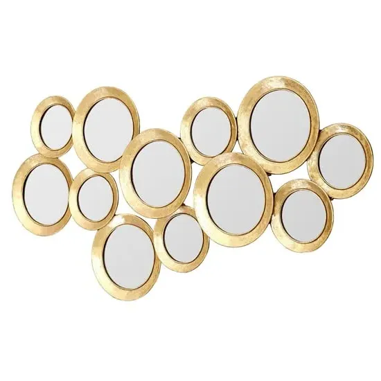Martico Multi Circle Wall Mirror - Gold, Metal