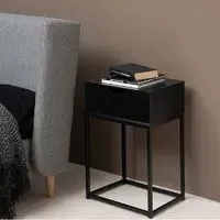 Martin Bedside Cabinet with Drawer - Black, Wood