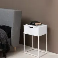 Martin Bedside Cabinet with Drawer - White, Wood