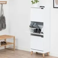 Martin Wooden Shoe Cabinet with 3 Flip Doors - White