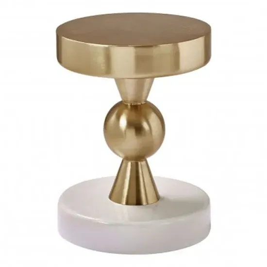 Martina Round Side Table - Gold, MDF