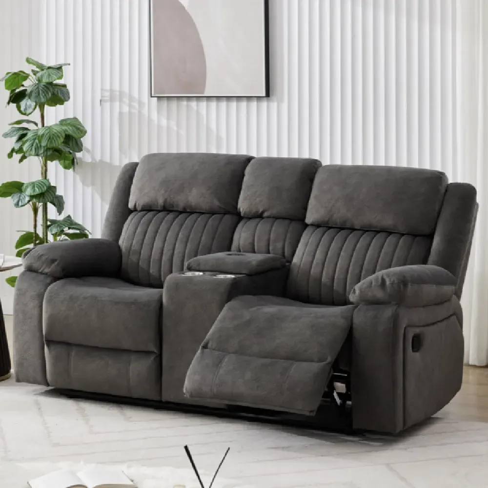 Martinez 2-Seater Recliner Sofa with Console - Iron, Fabric