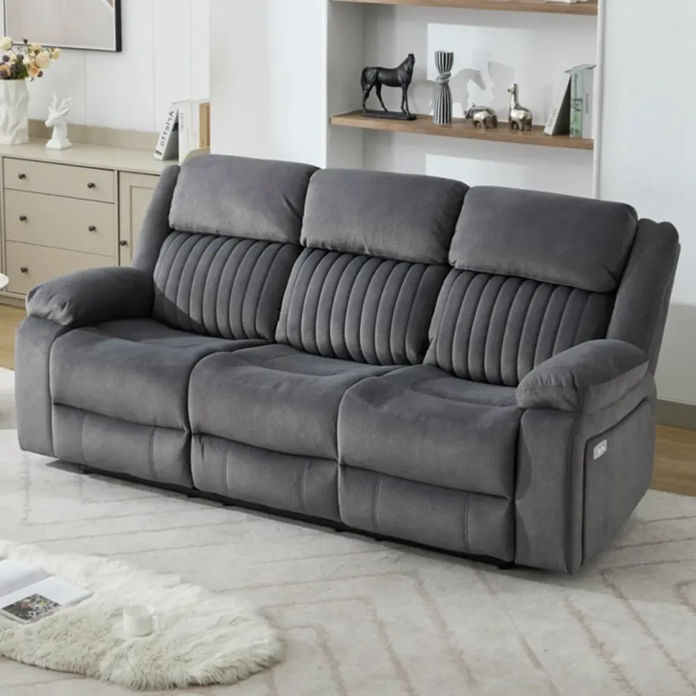 Martinez 3-Seater Electric Recliner Sofa - Slate Grey, Fabric product