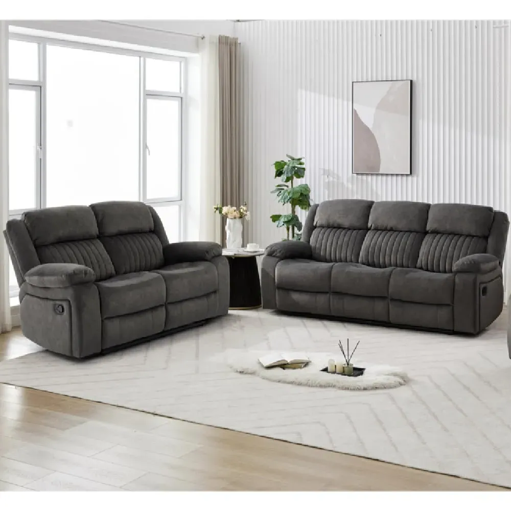 Martinez 3+2 Seater Recliner Sofa Set - Iron, Fabric
