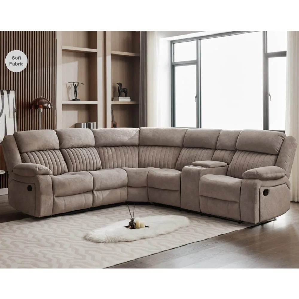 Martinez Corner Recliner Sofa - Taupe, Fabric